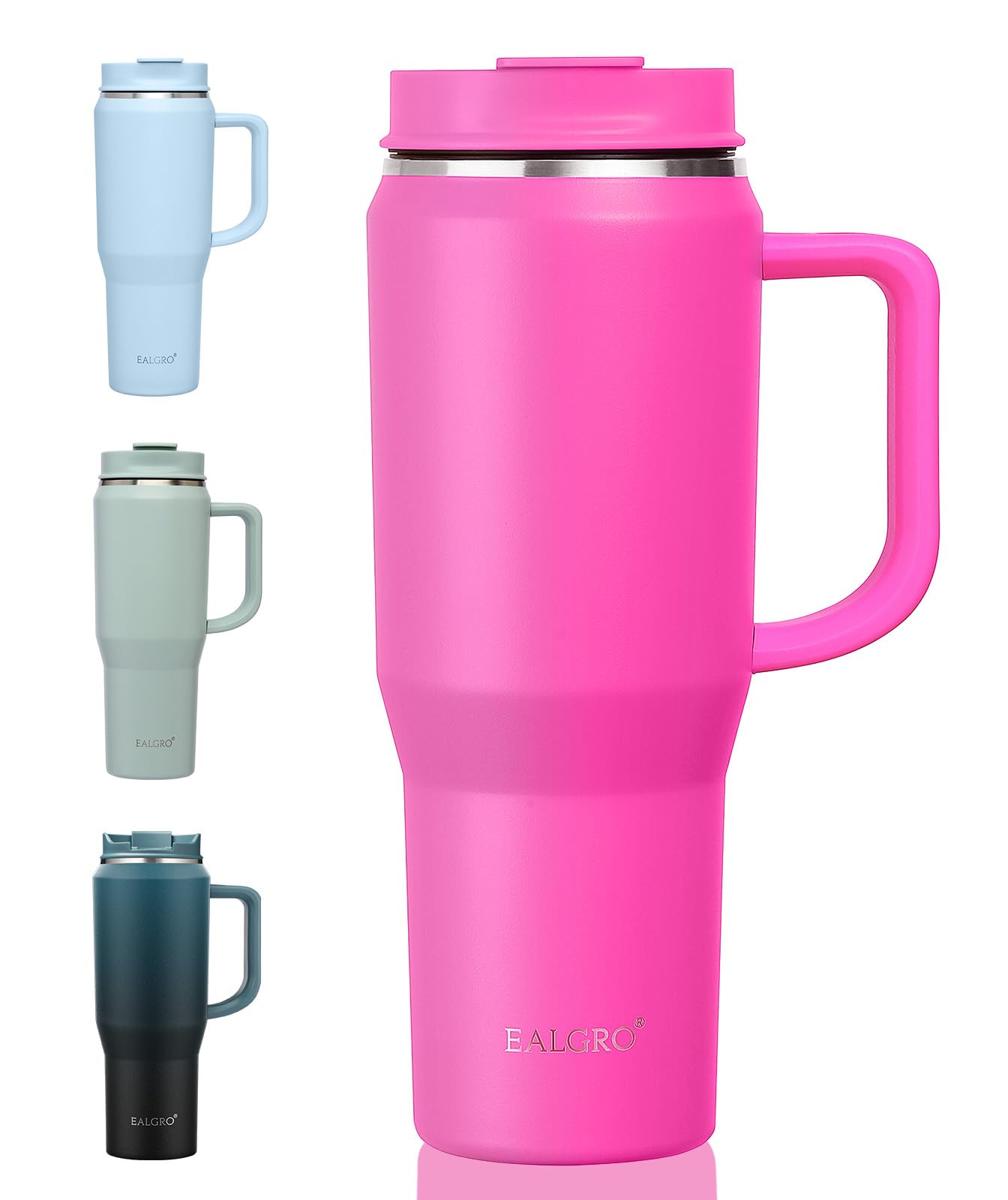 EALGRO 40 oz Tumbler with Handle, Insulated Tumblers with Lid and Straw, Large Metal Sports Water Bottle Jug, Thermal Stainless 