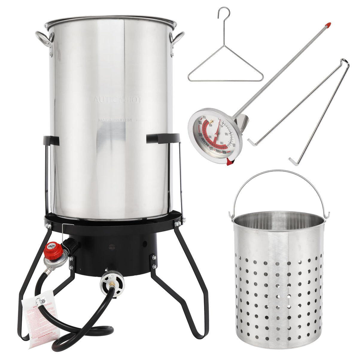 Outvita 50 Qt Turkey Deep Fryer Set, Aluminum Fish & Seafood Boiler Steamer With 54,000 Btu Propane Gas Burner Stand Injector Th