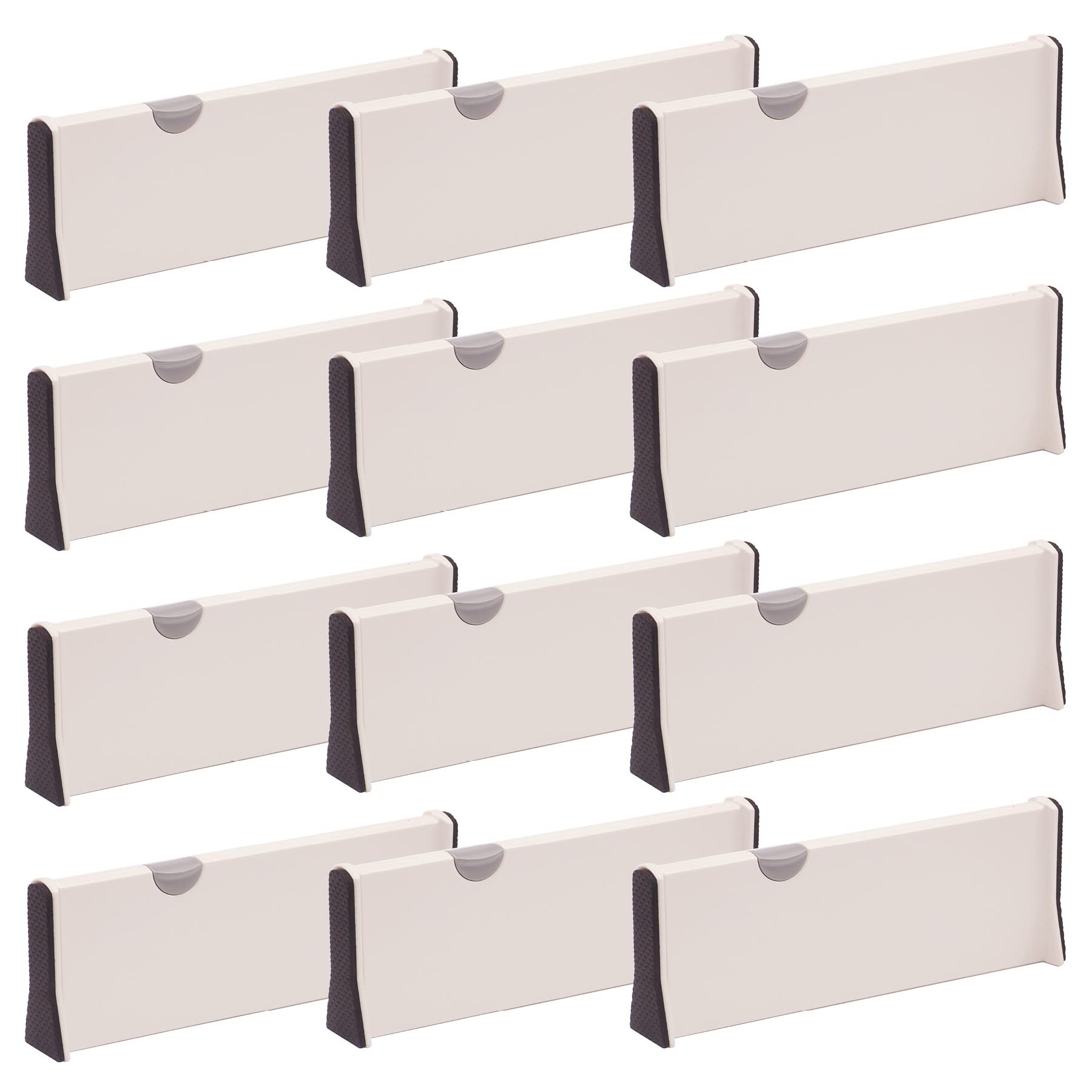 Diommell 12 Pack Adjustable Dresser Drawer Dividers Organizers, Plastic Expandable Drawer Organization Separators For Kitchen, B