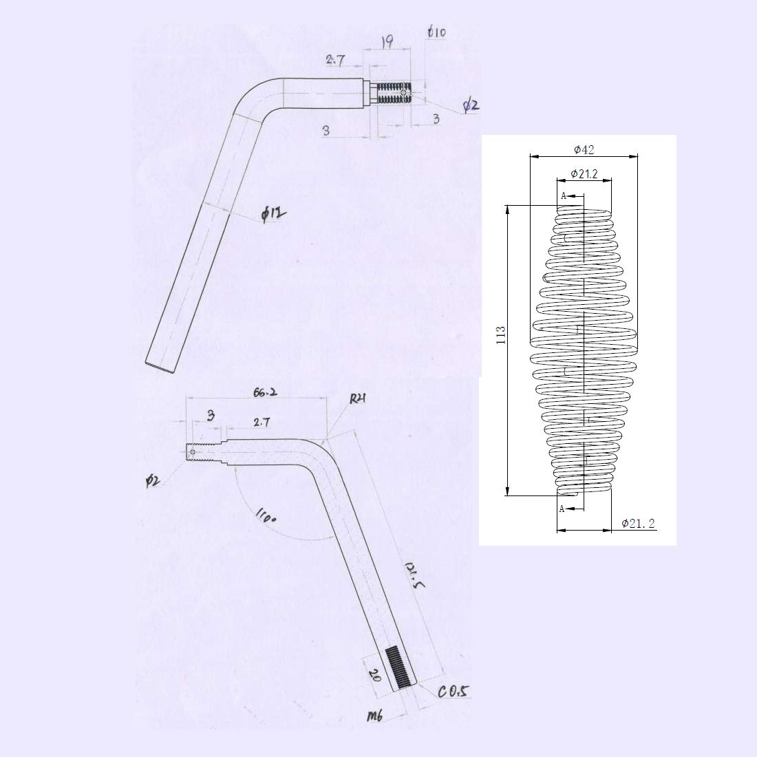 5'' Stainless Spring Handle with 1/2'' Steel Rod for BBQ pits Trailers  Custom Metal Projects  Custom Built Grills  Smokers  Pits  Wood Stoves cabinets