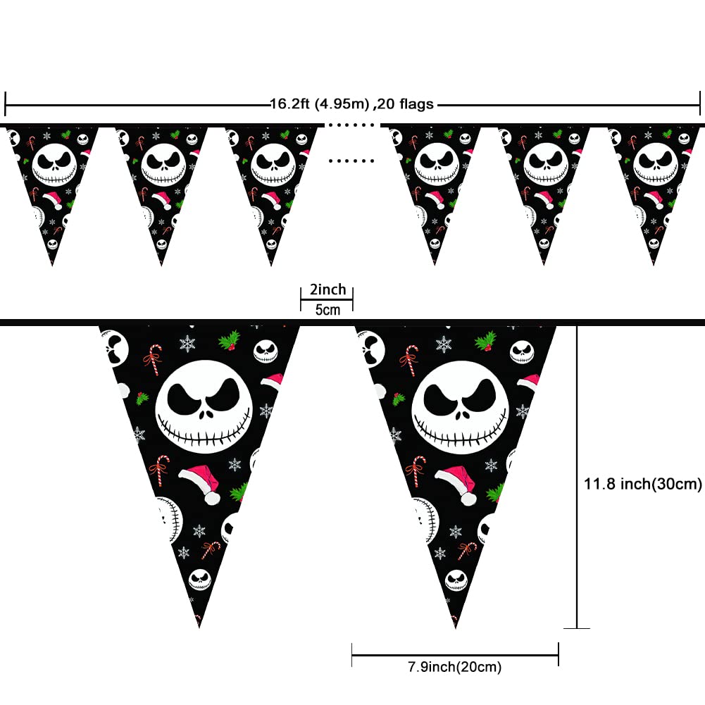 Jack Skellington Triangle String Bunting Banner for Christmas & Halloween Decorations - Nightmare Before Christmas Flags & Penna