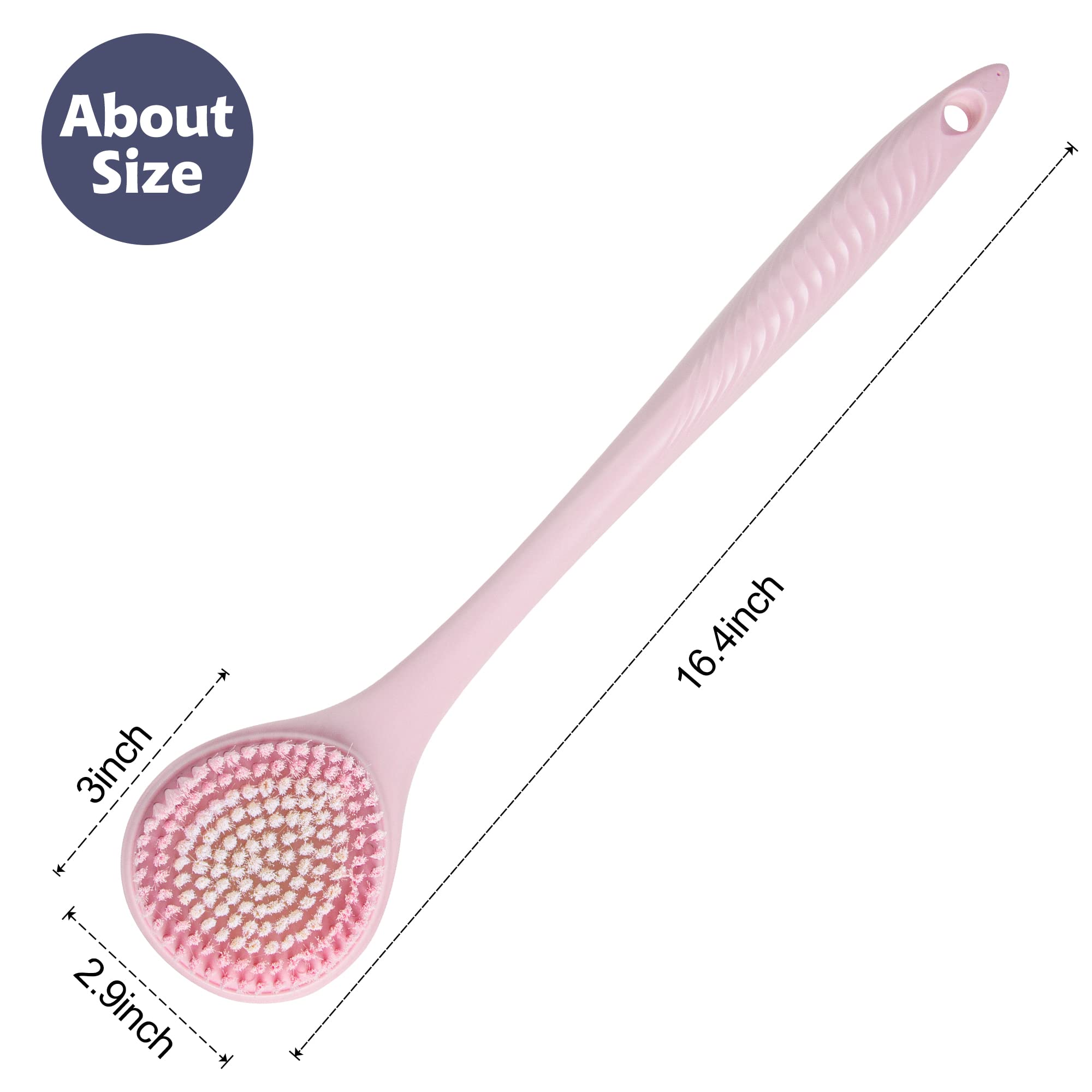 Bedelite Back Bath Brush Long Handle For Shower Of 2 - Soft Shower Brush For Men  Women,Back Brush Scrubber - 164 Long Skin Exfo
