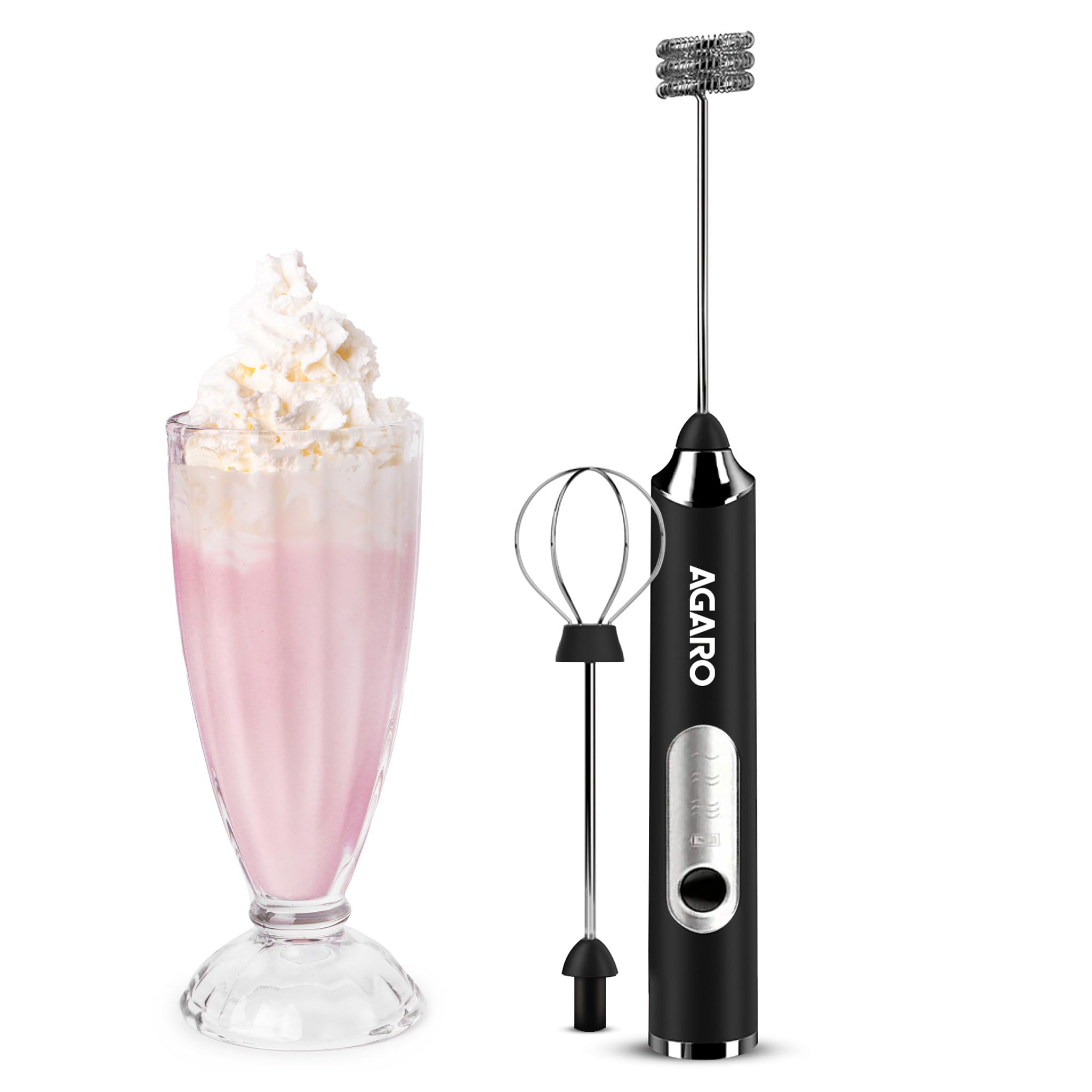 AGARO Royal Milk Frother, 3Speed Electric Frother for Coffee with Whisk and Frother, Frother Mixer, Standup Design, for Cream 