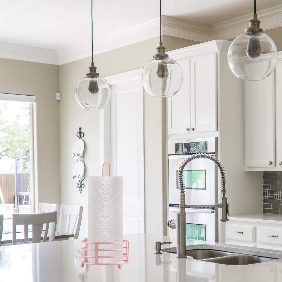 Buruis Paper Towel Holder Countertop, 13 X 6 Inch Standing Paper Towel Roll Holder For Kitchen Bathroom, Easy One-Handed Tear Ki