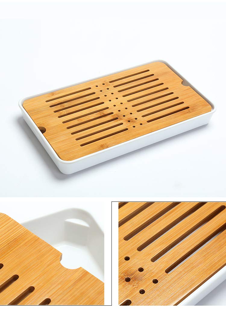 Fanquare Portable Travel Tea Set,Handmade Kungfu Tea Set,Porcelain Teapot,Teacups,Bamboo Tea Tray With A Portable Travel Bag,Bla