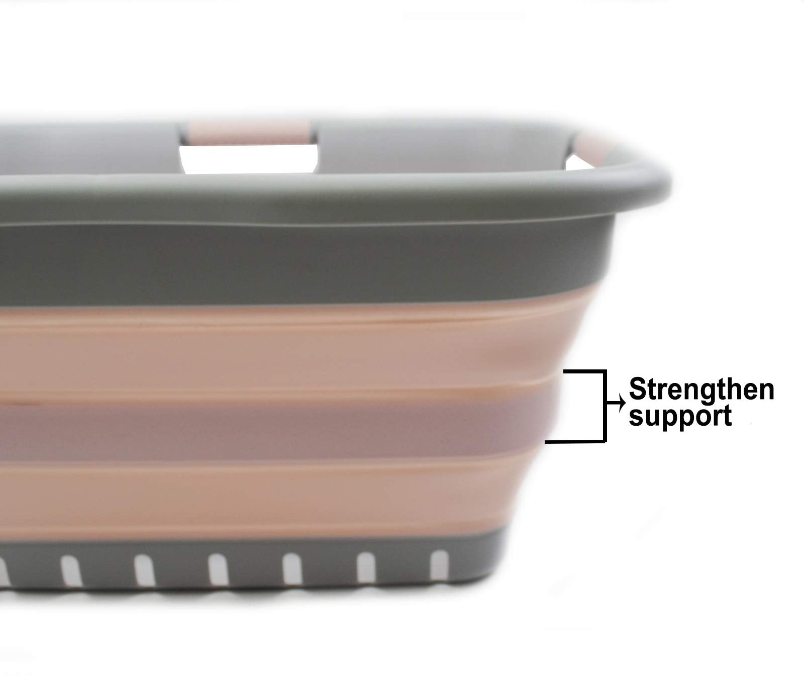Sammart 41L Collapsible Plastic Laundry Basket - Foldable Pop Up Storage Container/Organizer - Portable Washing Tub - Space Savi