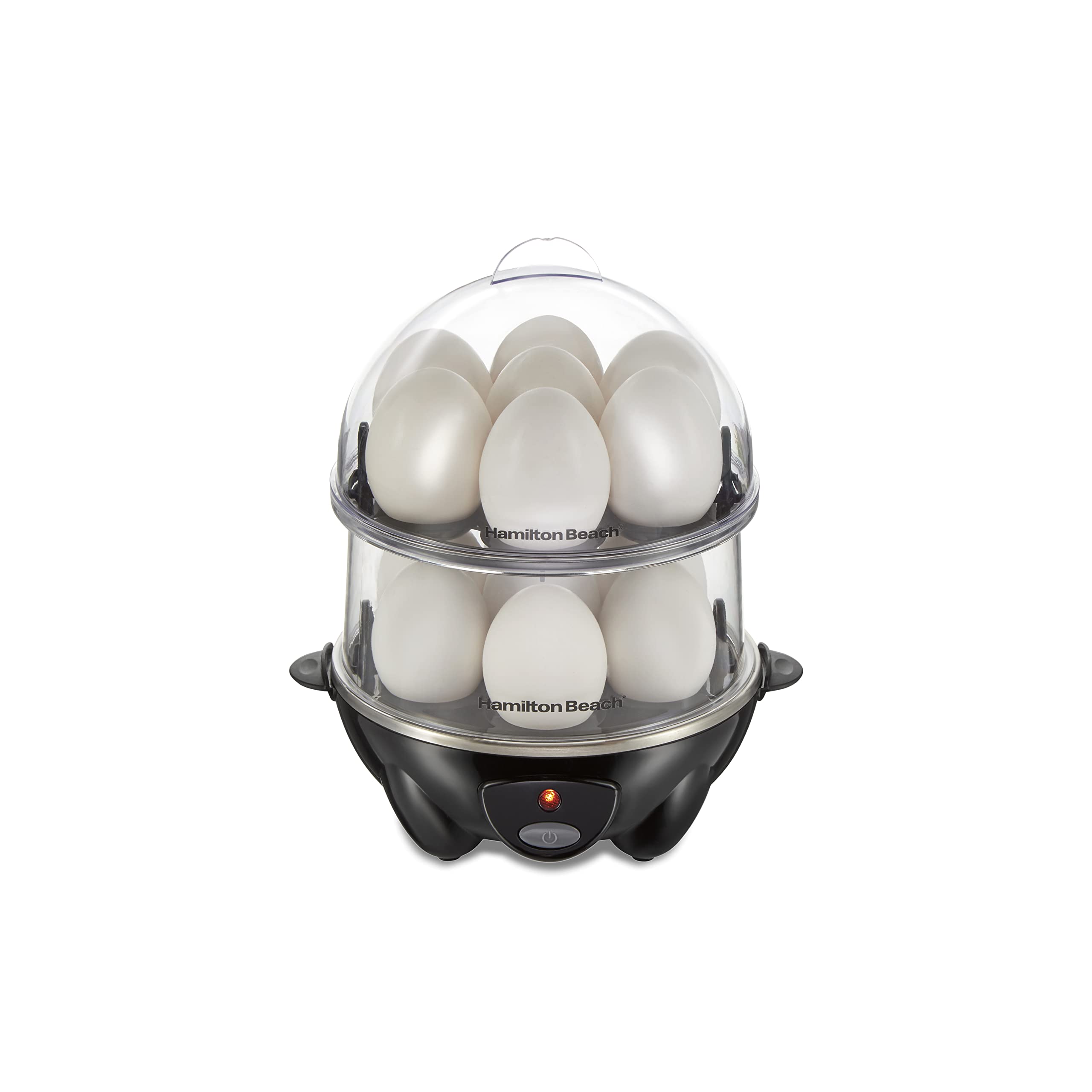 Hamilton Beach 3-in-1 Electric Egg Cooker, Hard Boiled, Poacher, Omelet Maker, Holds 14, Black, Model 25508