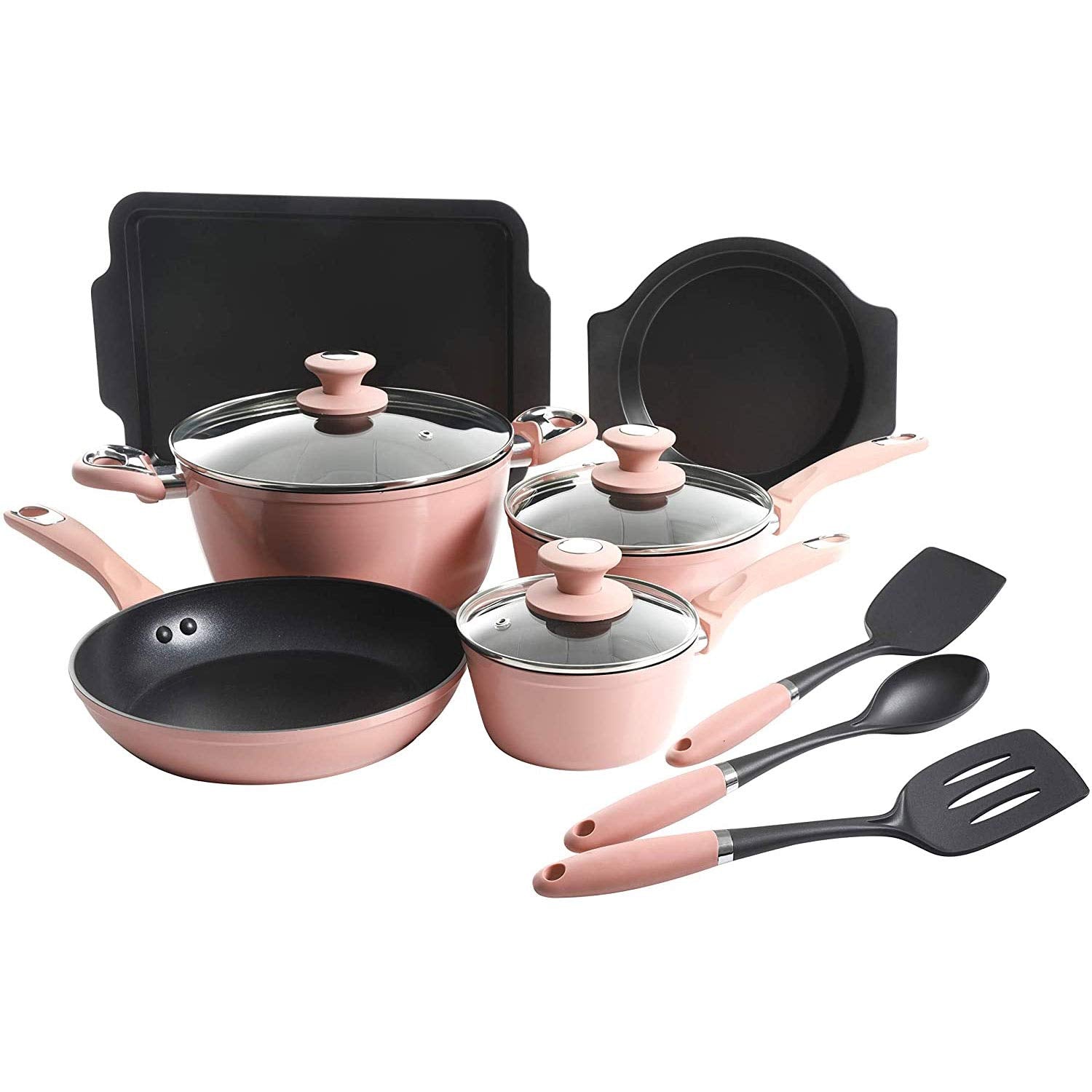 Oster Cookware Set, 12-Piece, Dusty Rose
