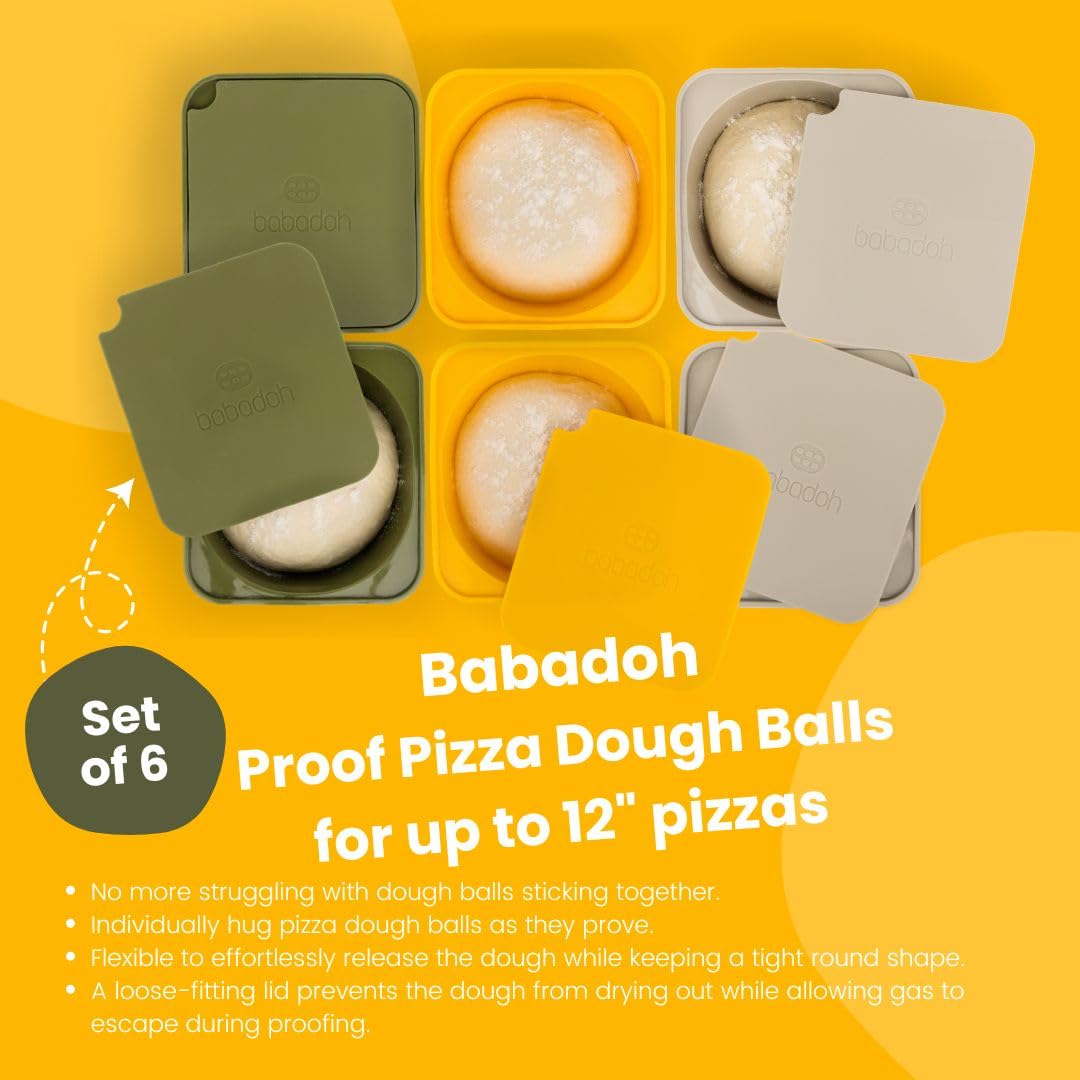 Babadoh Pizza Making Accessories | Pizza Dough Proofing Containers With Lids | Stackable Dough Trays | The Perfect Pizza (Multi