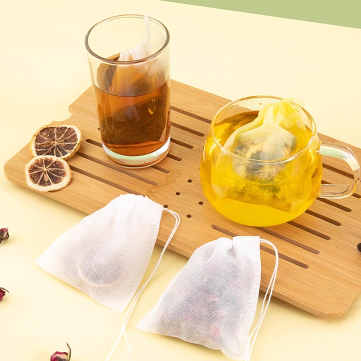 Ronyoung 300Pcs 4'' X 4.7'' Disposable Tea Filter Bags Tea Infusers Empty Muslin Drawstring Seal Filter Tea Bags Drawstring Herb