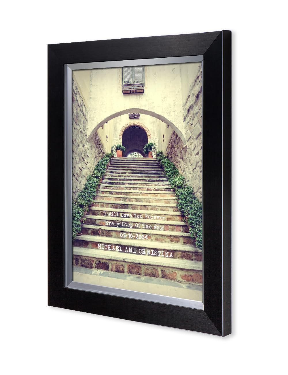 Ipic - Love You Every Step, Personalized Artwork With Names And Date On For Home Decor, Customized Gift For Anniversary,Wedding,