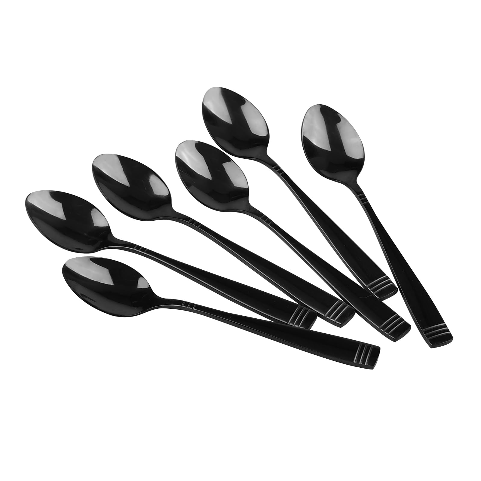 Wekioger 12 Pieces Black Teaspoons, Stainless Steel Small Spoons