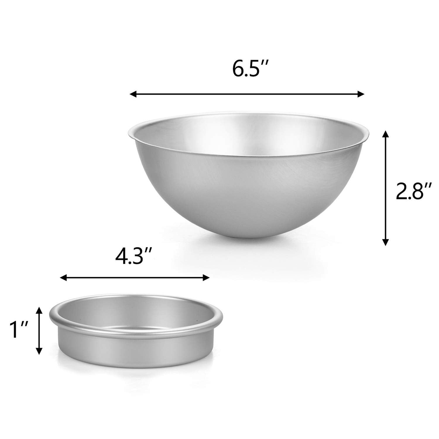 Hedume Set Of 8 Cake Sphere Pan, 6.5 Inches 3D Sports Ball Cake Pan To Create Any Ball Shaped Cake, Includes 4 Semicircles And 4