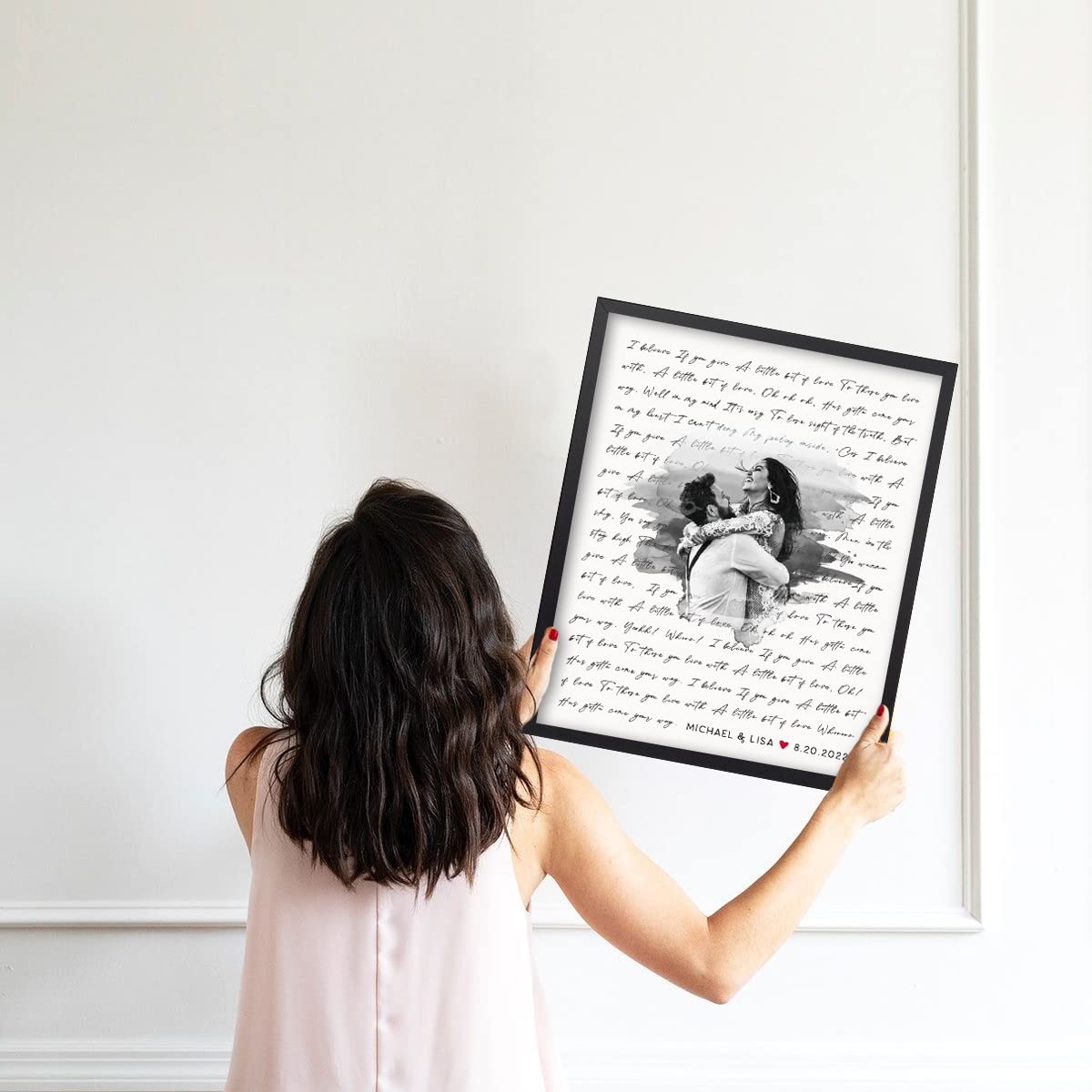 Personalized Song Lyrics Wall Art - Custom Wedding Photo Couples - Anniversary Wedding Gift For Him Or Her - Wedding Song Lyrics