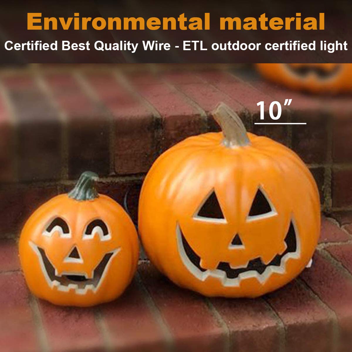 10 Plastic Pumpkin Halloween Pumpkin Lantern Jack o Lanterns Light Up Pumpkin Decorations Lighted Pumpkin with LED Bulb Indoor/O