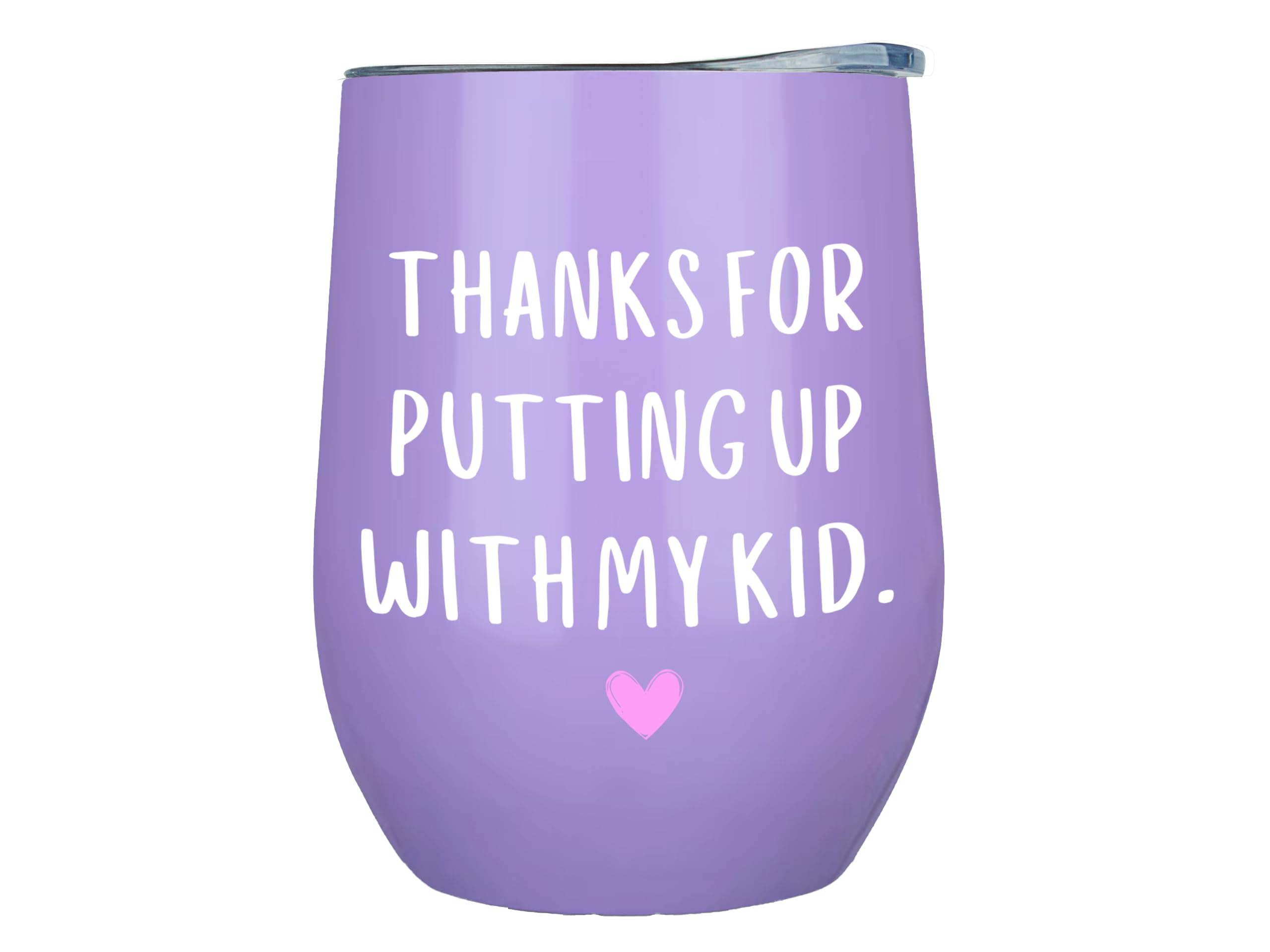 KLUBI Daycare Provider Gifts - Thanks For Putting Up With My Kid Tumbler 12oz Purple Coffee Mug Daycare Teacher Gifts for Teache
