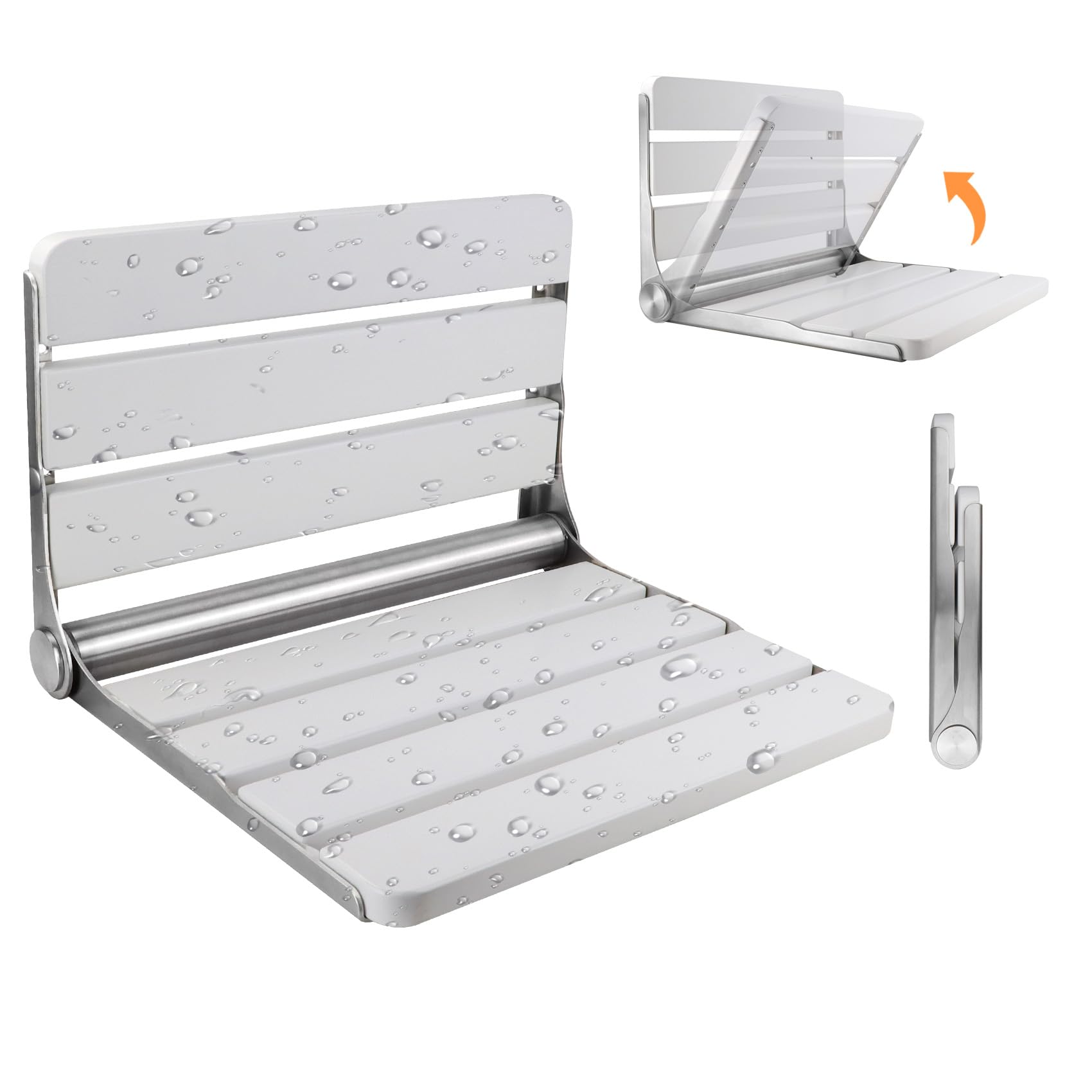 Folding Teak Shower Seat Wall Mounted,Fold Down Shower Seat,Foldable Shower Bench,Home Care Teak Shower Seat Bench For Inside Sh