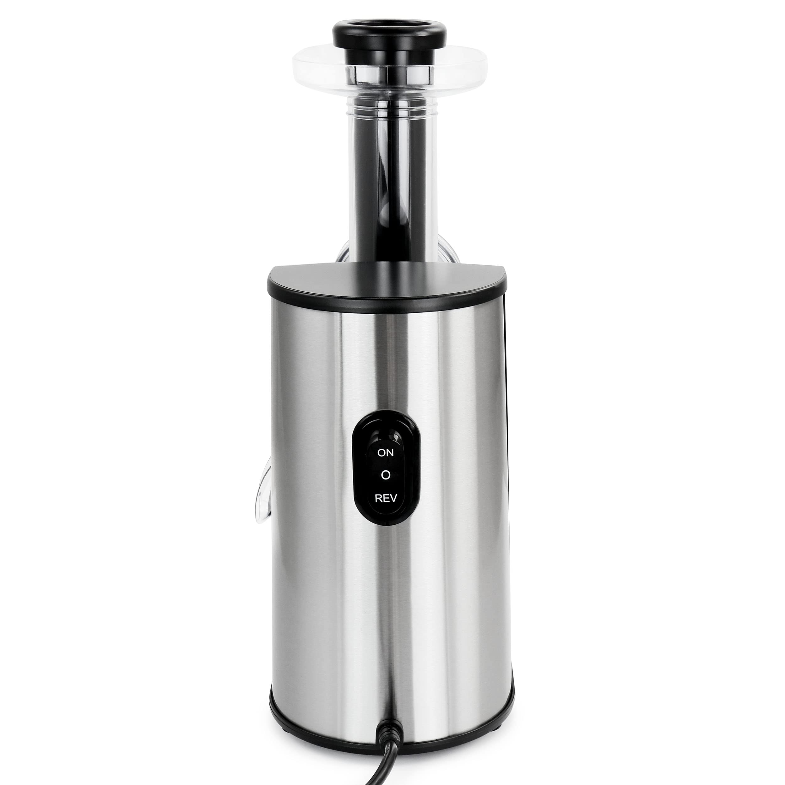 Megachef Masticating Slow Juicer Extractor With Reverse Function, Cold Press Juicer Machine With Quiet Motor, Chrome Silver