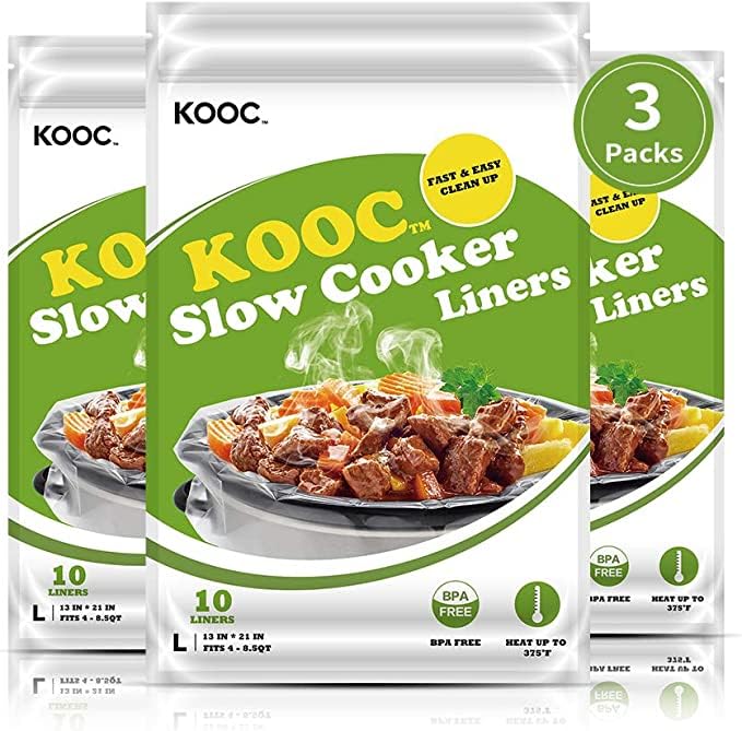 Kooc Slow Cooker Liners 13X21 Inch 30 Count Large Size Disposable Pot Liners Cooking Bags Fit 3Qt To 8.5Qt Pot Bpa Free Fresh Lo