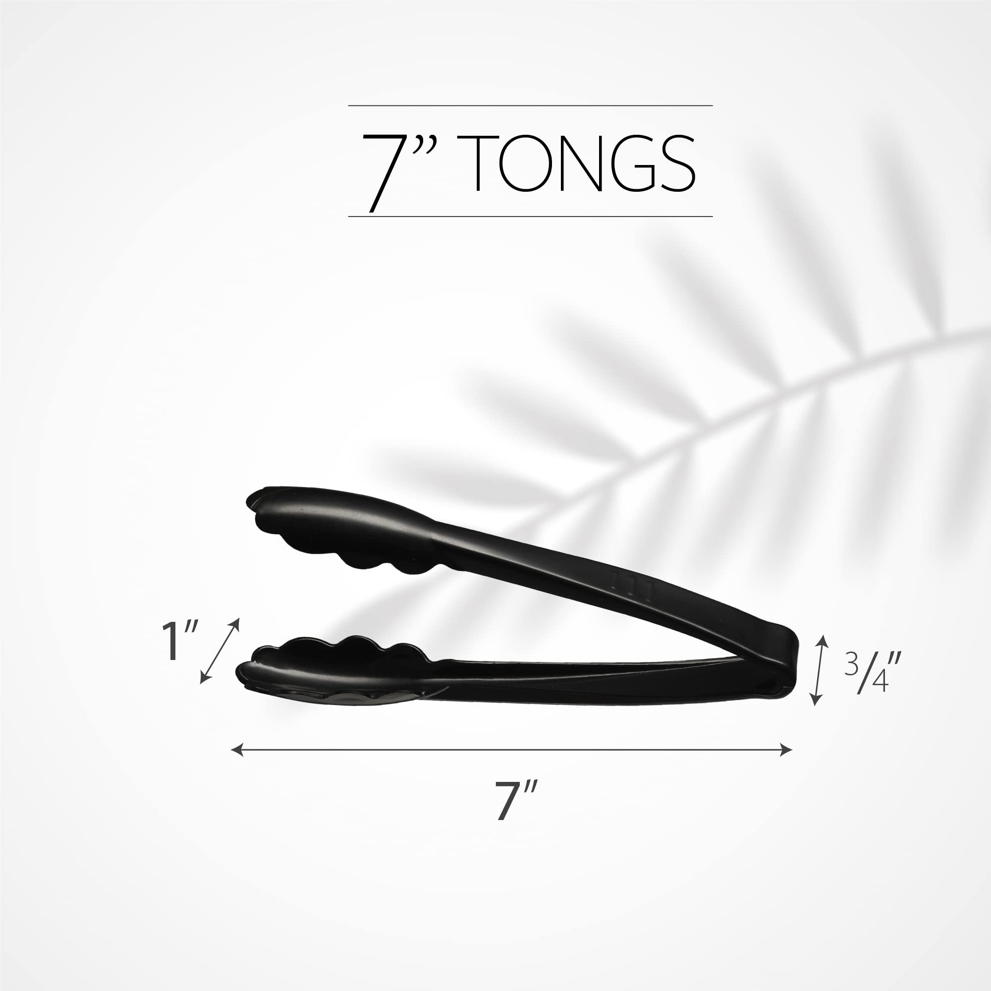 [Black Tongs 7.5'' Inches] Plasticpro 7.5'' Serving Tongs Heavy Duty Reusable Kitchen And Bbq Black Serving Tong For Party'S, Ca