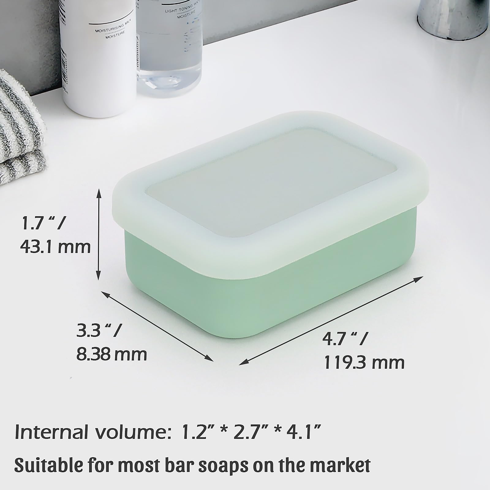 Aidimming Leak Proof Silicone Travel Soap Case,Shampoo Bar Holder, Compact Portable Soap Container For One Regular Bar Soap Perf