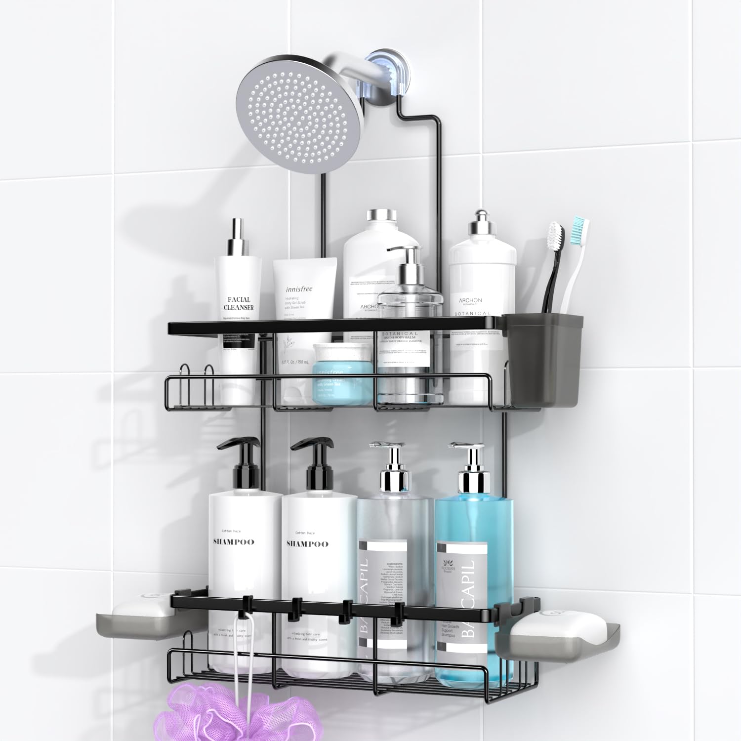 Aktecke Shower Caddy Hanging Bathroom Organizer: Rustproof Shower Shelf For Inside Shower - No Drilling Shower Racks Over Shower