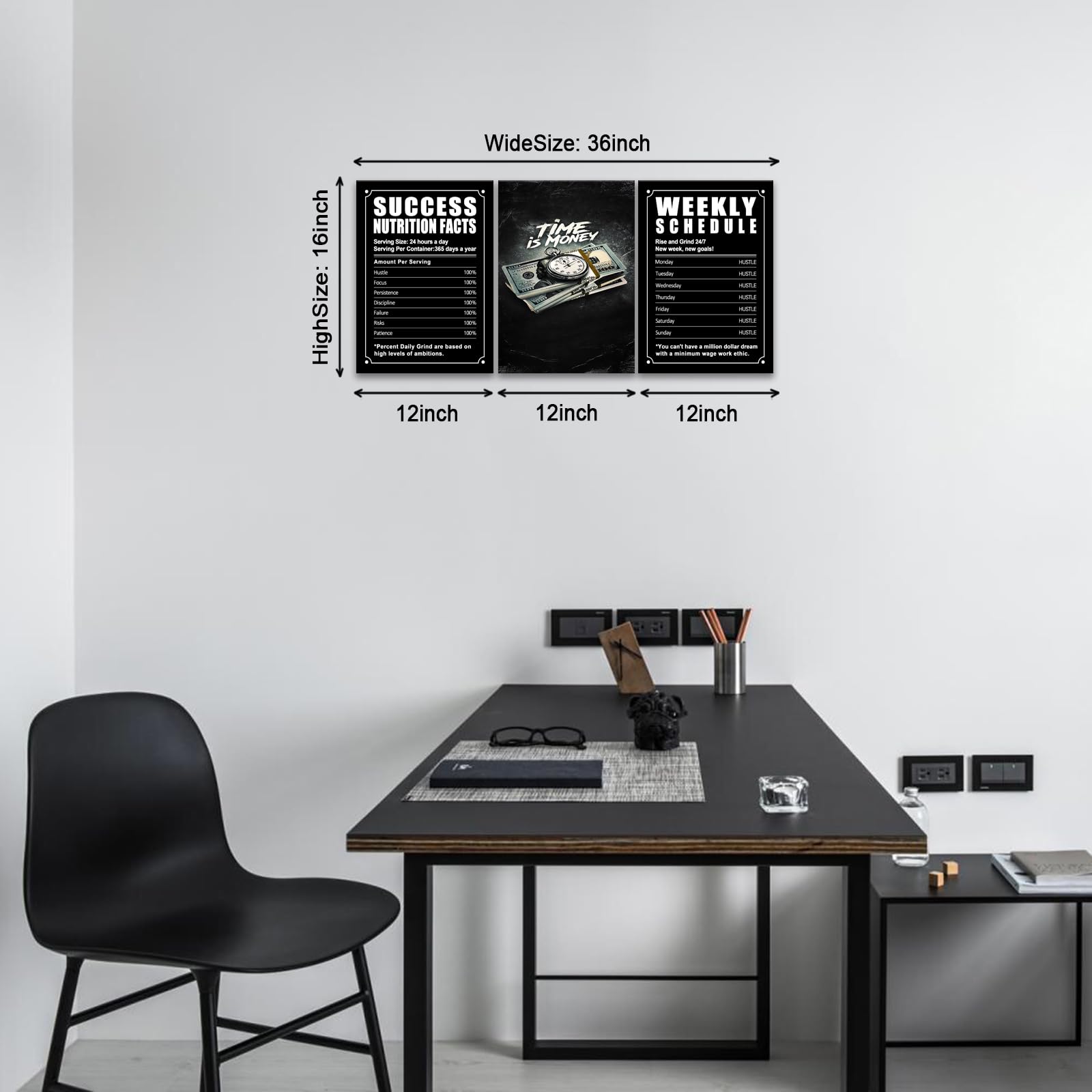 Kawahone Success Nutrition Facts, Time Is Money, Inspirational Wall Art - Motivational Quotes Canvas Decor -Hustle Weekly Schedu