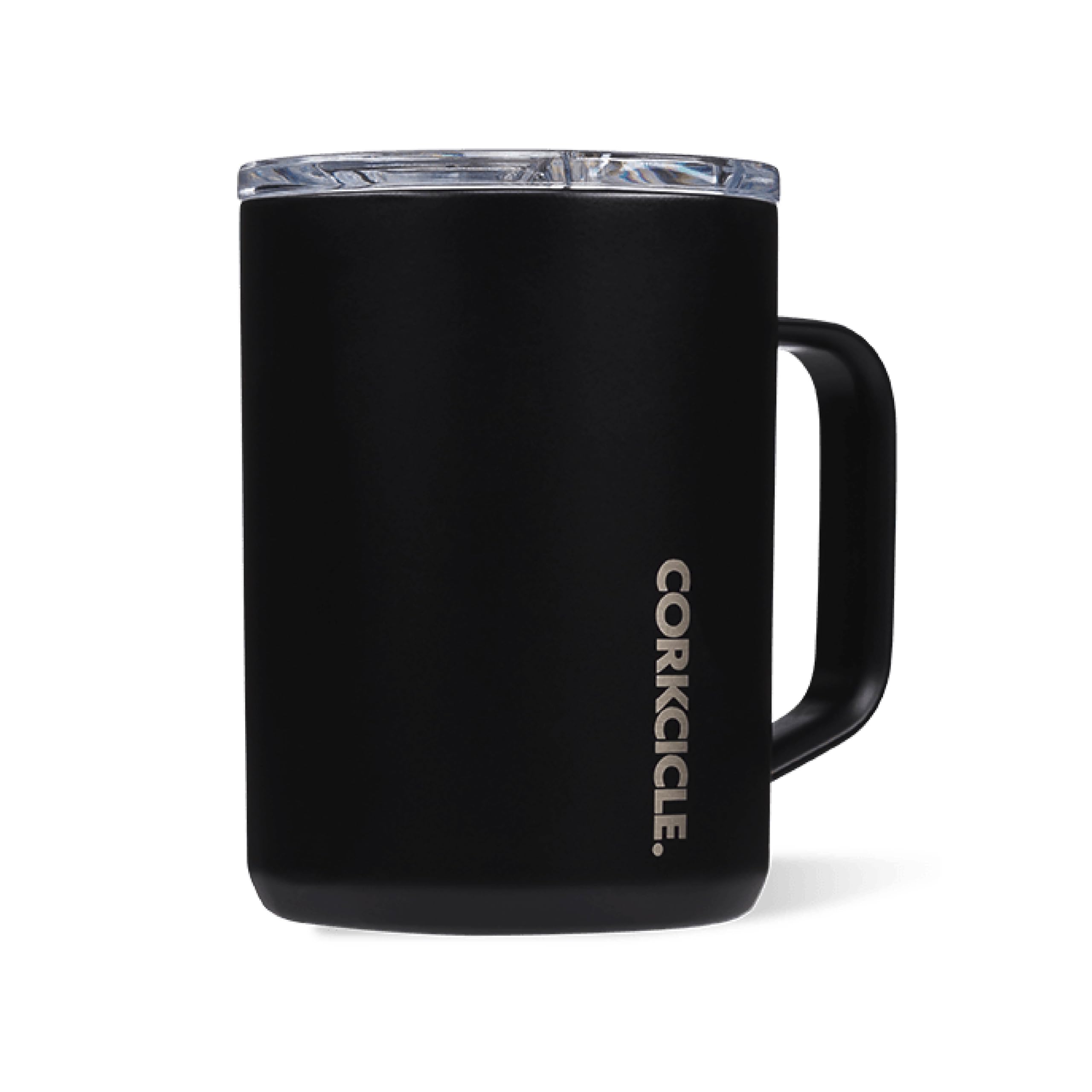 Corkcicle Triple Insulated Coffee Mug with Lid and Handle, Black, 16 oz - Stainless Steel Travel Mug Keeps Beverages Hot for 3+ 