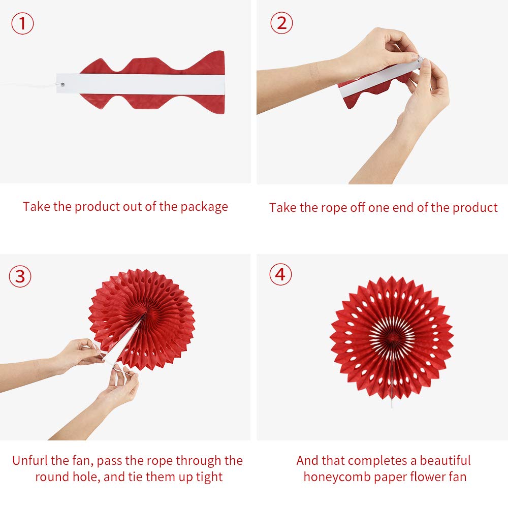 Beishida Red White Blue Hanging Honeycomb Round Paper Fans Decoration Patriotic Theme Tissue Paper Fan Garland For Baby Shower K