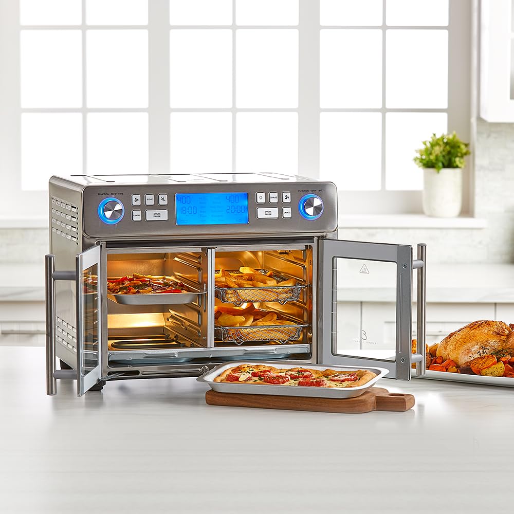 Emeril Lagasse Dual Zone 360 Air Fryer Oven Combo, 25 QT Extra Large, Stainless Steel, Model 4-00718-02X