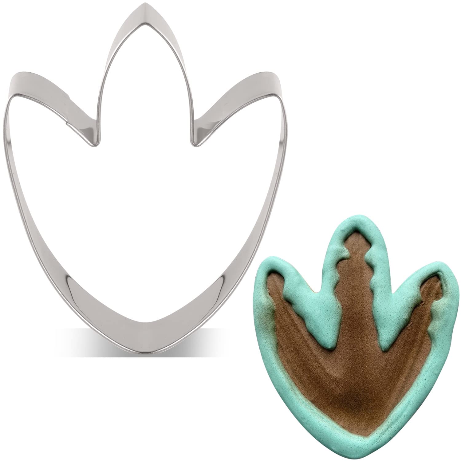 Liliao Dinosaur Foot Cookie Cutter Cute Dinosaur Biscuit And Fondant Cutters For Kids - 2.9 X 3.7 Inches - Stainless Steel