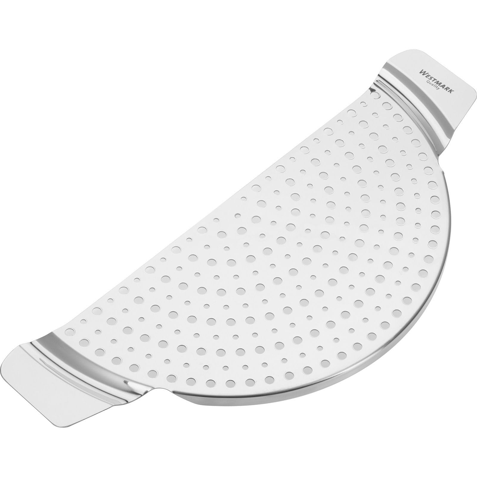 Westmark Stainless Steel Pan Strainer - Heat-Resistant Pot Drainer with Recessed Grip Handles, Fits Pots up to 10, Heavy-Duty Pa