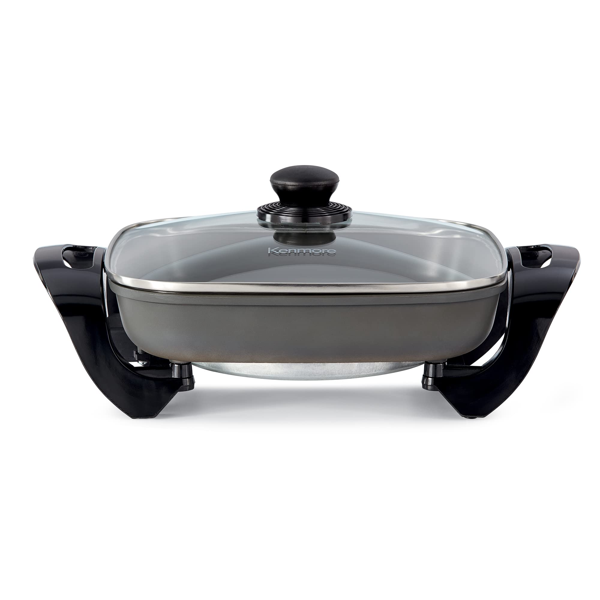 Kenmore Electric Skillet  Nonstick Frying Pan With Removable Glass Lid, Grill, Saute, Roast Chicken, Cook Pancake, 12 x 12 inch