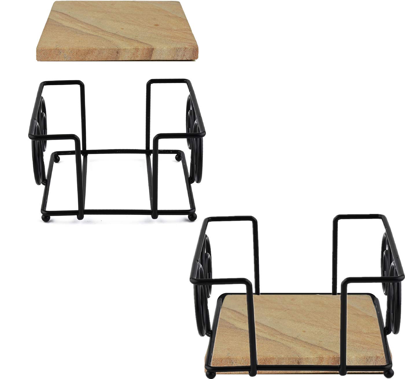 Kocent Vintage Coaster Holder Black Iron Metal Holder Storage Caddy For Both Round And Square Coasters Fit 4 To 9 Pieces Coaster