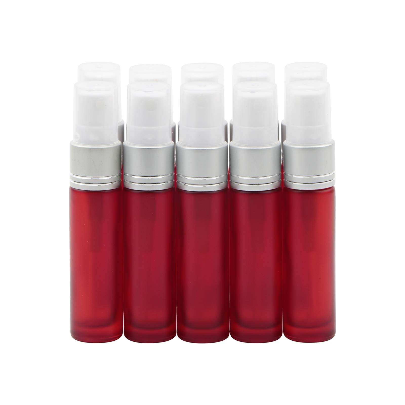 Newzoll 10ml Frosted Red Glass Spray Bottles with 10 Funnels 5 Pipettes, Small Fine Mist Sprayer Bottles Vials Tube Containers f