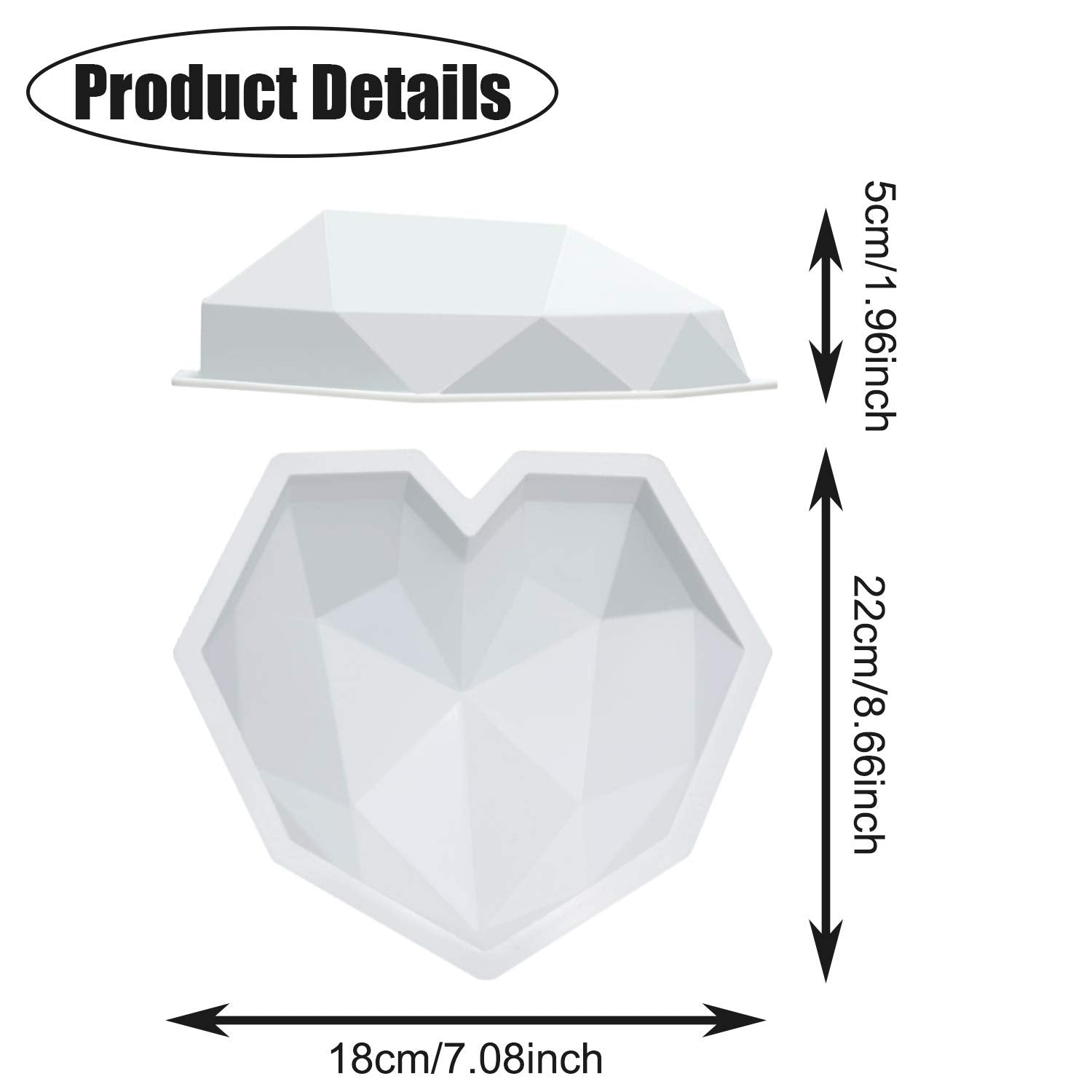 3 Pieces Valentine'S Day Diamond Heart Shape Silicone Cake Mold Silicone Cupcake Mold 3D Baking Cupcake Casting Mold For Chocola