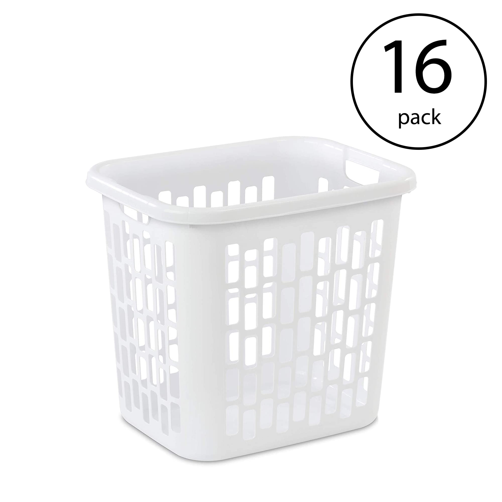 Sterilite Ultra Easy Carry Plastic Dirty Clothes Laundry Basket Hamper With Integrated Handles And Ventilation Holes, White (16