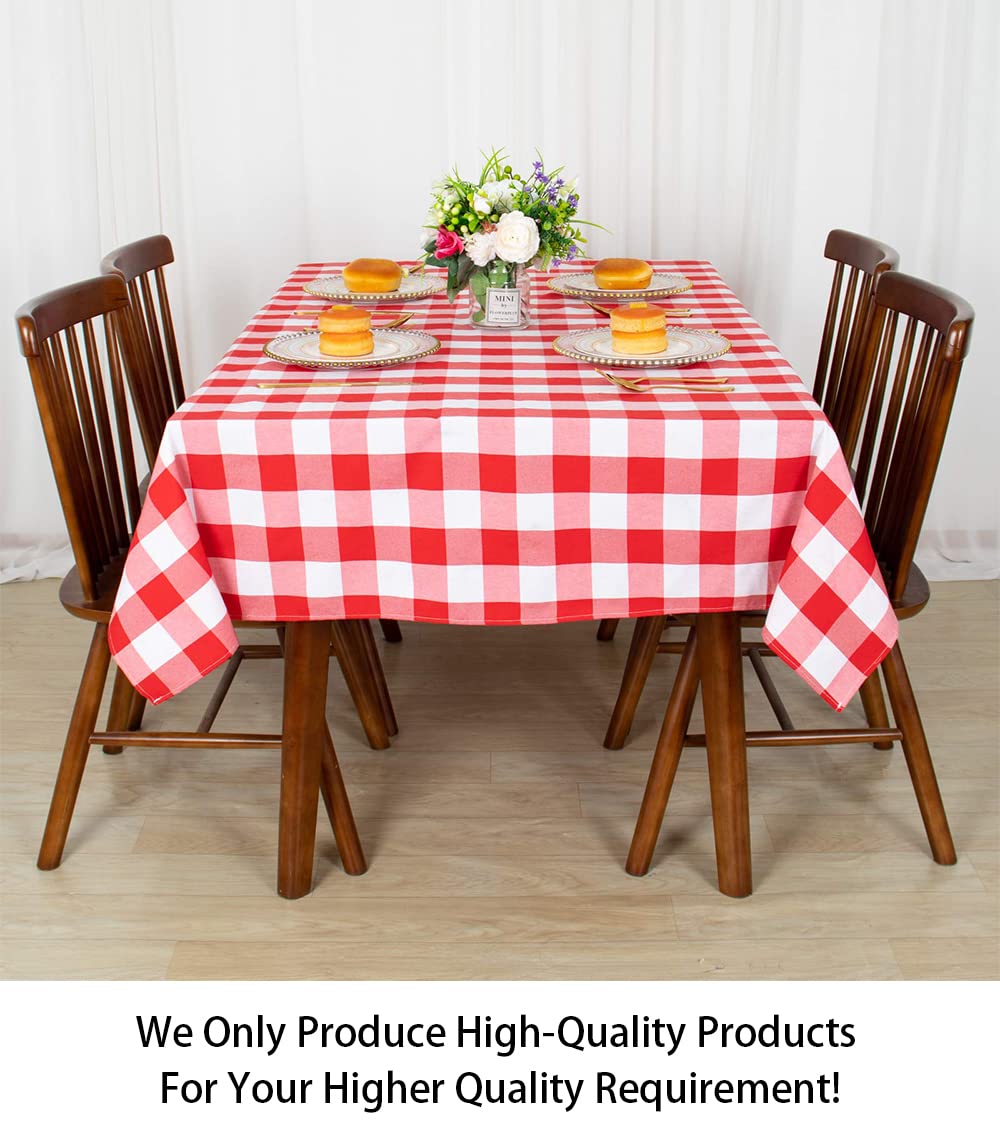 Shinybeauty Checked Square Tablecloth 54X54-Inch Red And White Buffalo Plaid Tablecloth Washable Cotton Table Cover Gingham Tabl