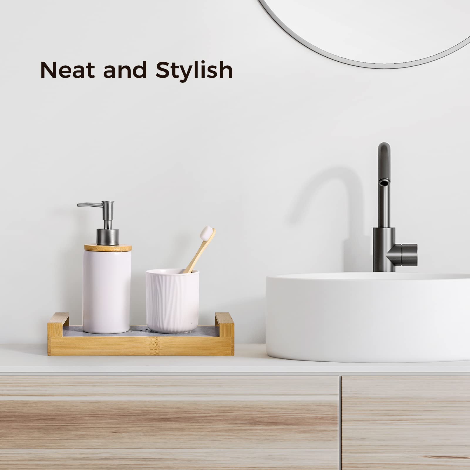 Wealone 3-In-1 Sink Caddy Instant Dry Sink Organizer, Fast Drying Diatomaceous Earth Stone, Kitchen Sponge Holder, Water Absorbi