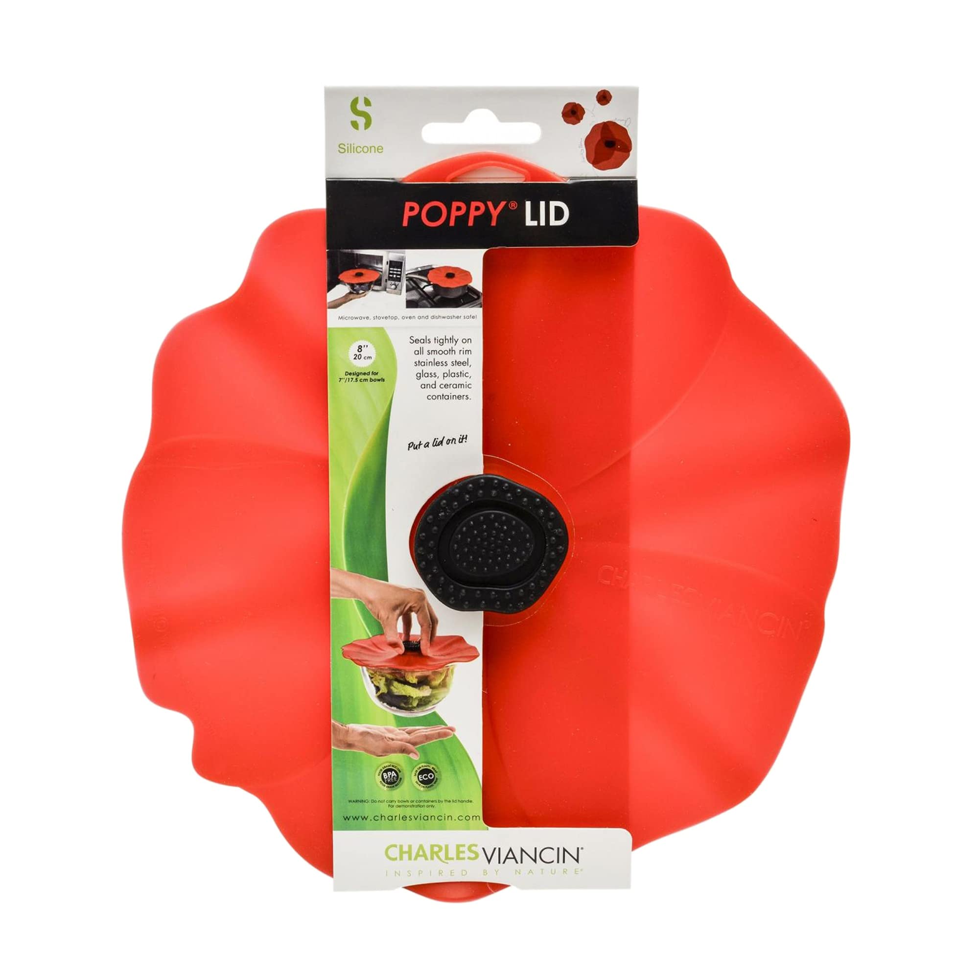 Charles Viancin - Poppy Silicone Lid For Food Storage And Cooking - 11''/28Cm - Airtight Seal On Any Smooth Rim Surface - Bpa-Fr
