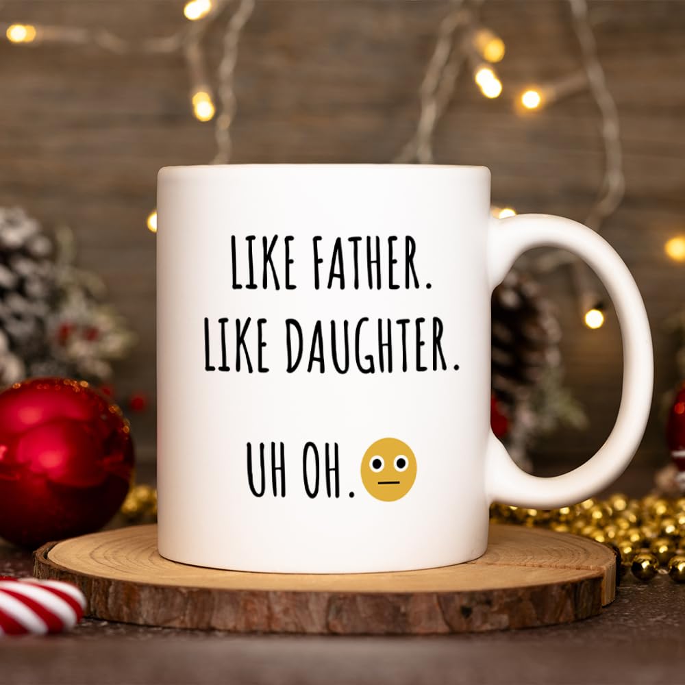 Fatbaby Funny Coffee Mug Gifts for Dad From Daughter,Birthday Christmas Fathers Day Gifts for Dad,Like Father Like Daughter,Dad