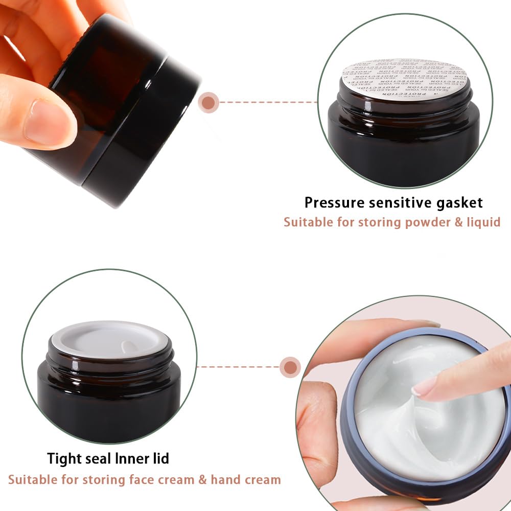 Stellacare 4 Pack 1Oz Glass Jars Round Empty Cosmetic Containers, Refillable Jar With Lids For Face Creams, Lotions, Powders,Sal