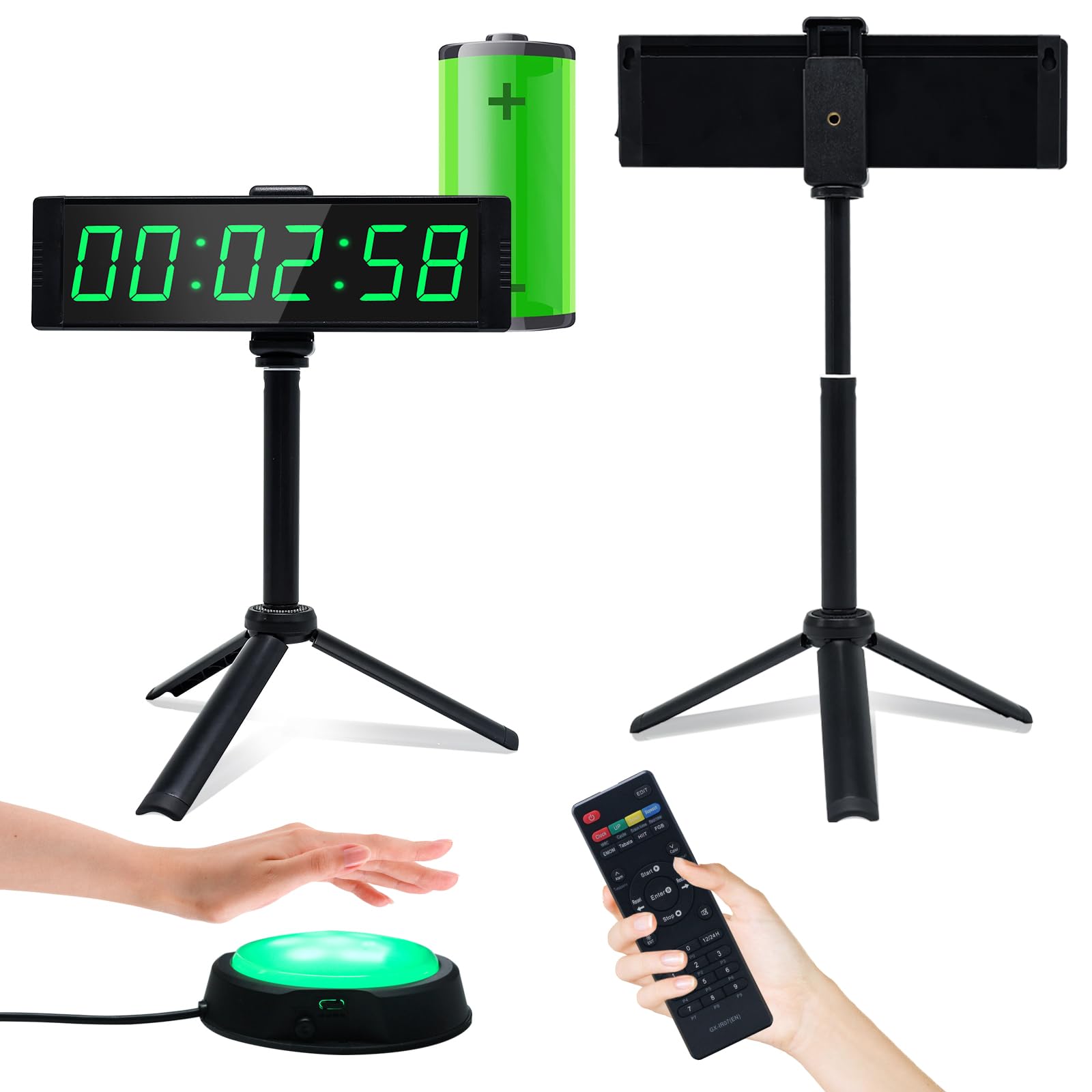 YZ Gym Timer Clock for Home Gym, Fitness Timer with Stopwatch, Large Digital Stopwatch Countdown Clock, 12/24H Digital Wall Cloc