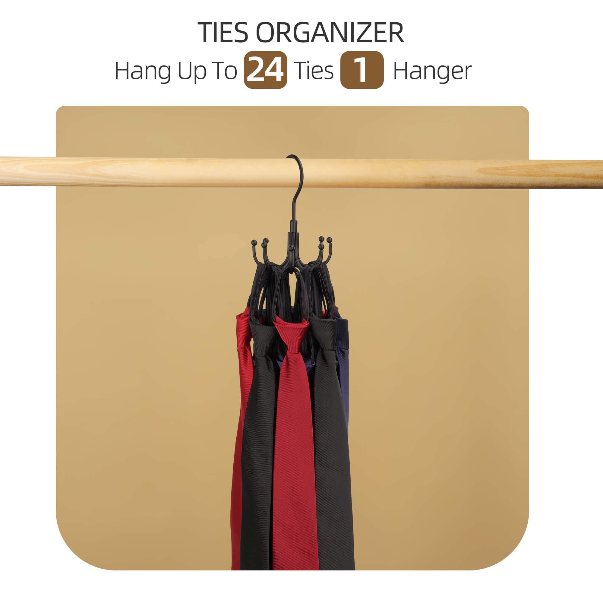 Zedodier Belt Hanger, 4 Pack Rotatable Belt Rack Closet Accessories Organizer, Maximum 24 Storage Capacity, Hanging Holder Stora
