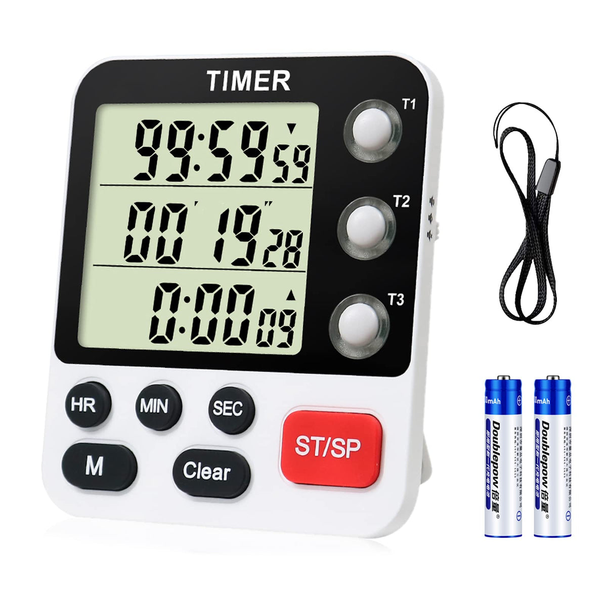 Qinfiey Digital 3 Channels Kitchen Cooking Multiple Timer With Large Lcd Count Up Down Stopwatch On Off Switch Timer For Teachin