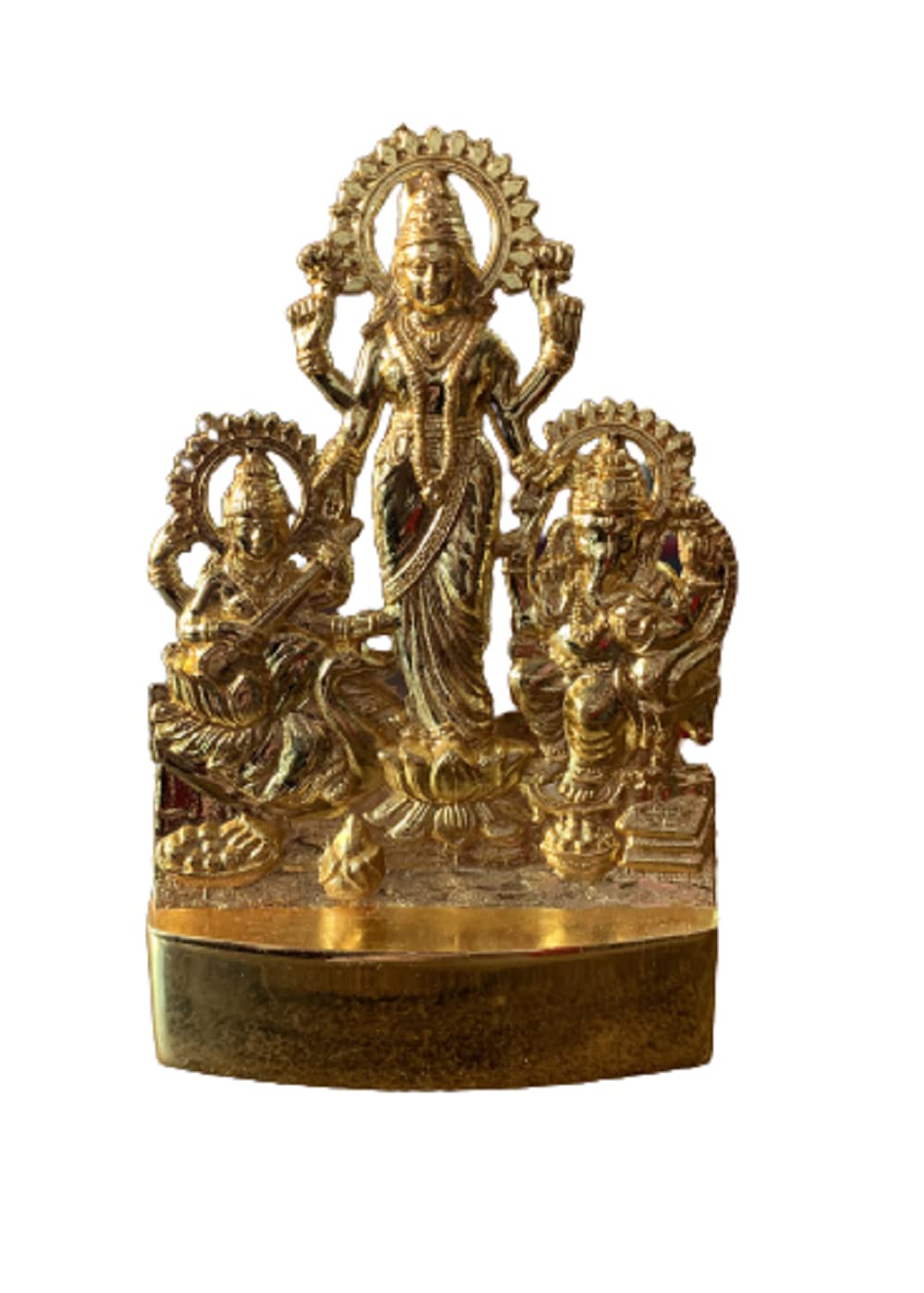 Buy N Relax Laxmi Ganesh Saraswati Ji Idol/Murti 11Cm (Brass,Gold)