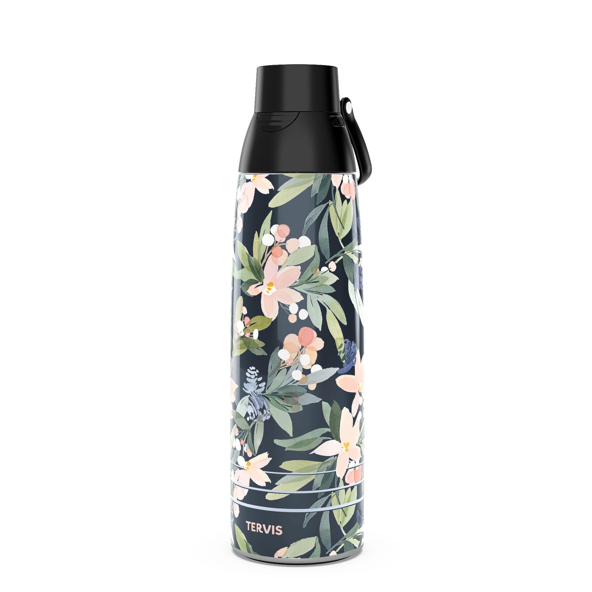 Tervis Venture Water Bottle Yao Cheng  Pink Poinsettia Triple Insulated Tumbler Travel Cup Keeps Drinks Cold & Hot, 36oz, Stain