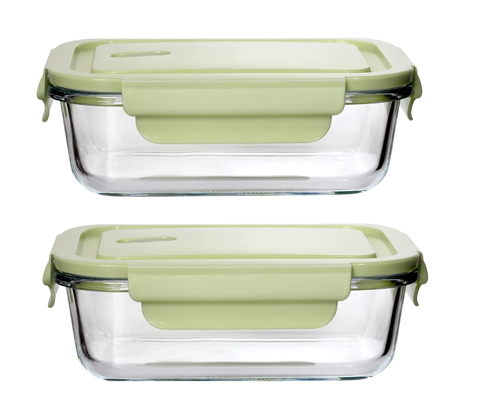 Indusbay Pack Of 2, 600 Ml Rectangular Borosilicate Glass Food Storage Oven Safe Container Set With Air Vent Lid Airtight Lid Mi