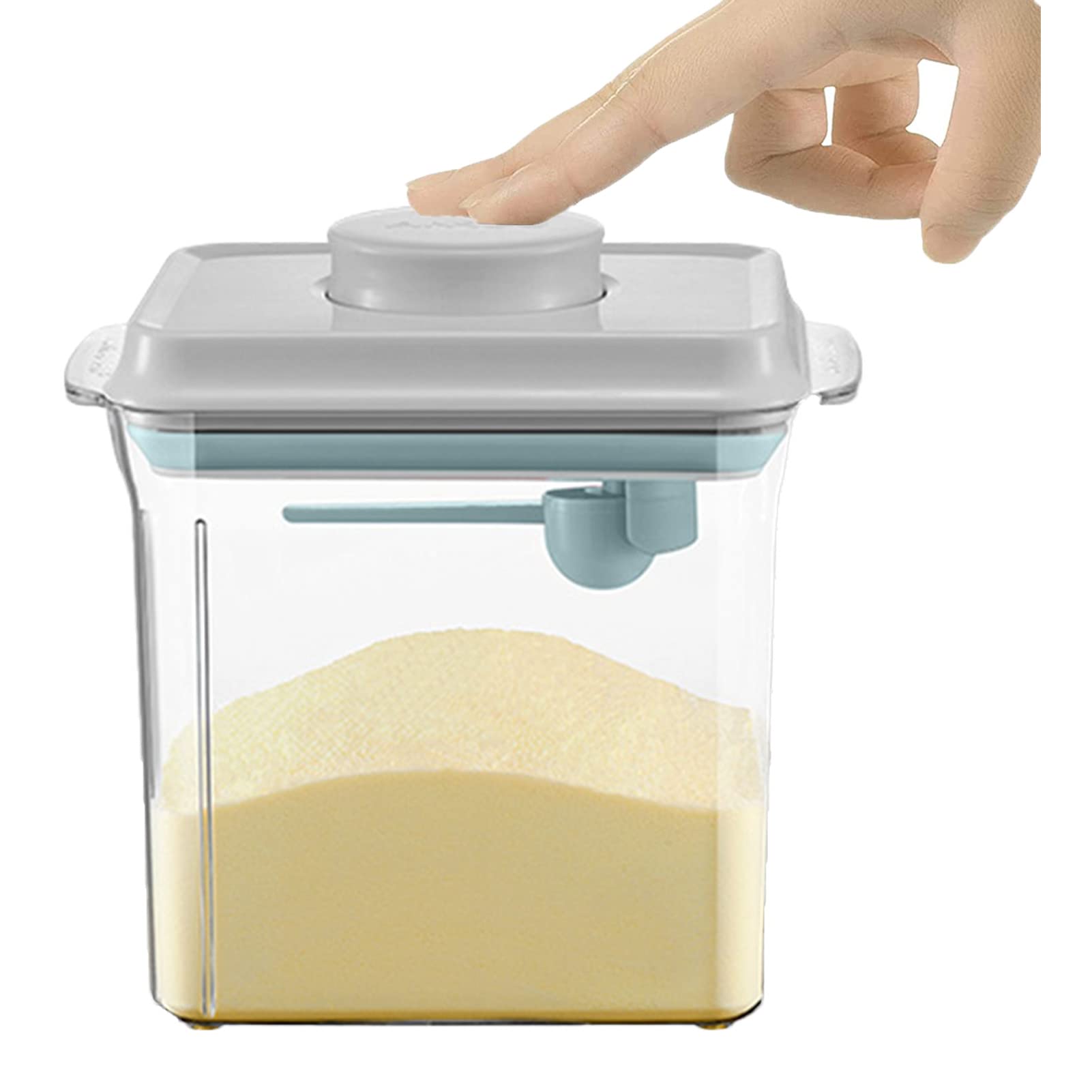 Cozey Daily Formula Dispenser Container With Scraper Pop Up Food Container Airtight 600G 1700Ml - Updated Design, Rectangle