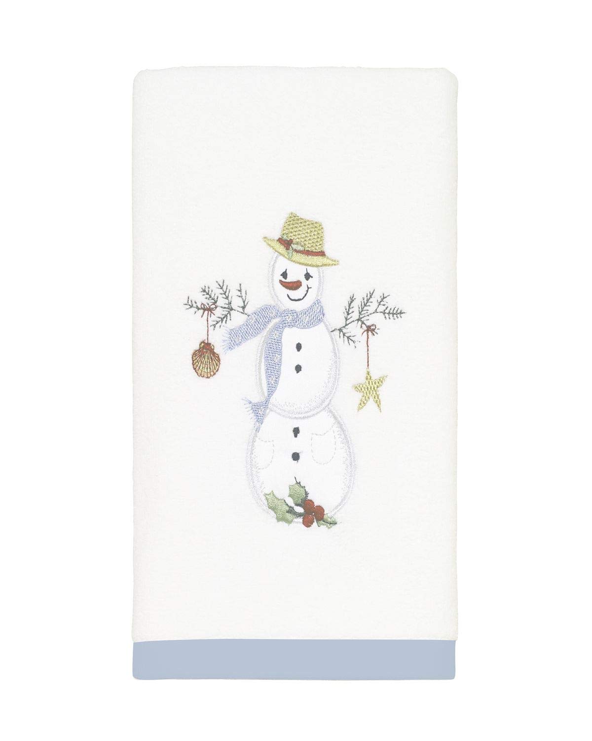 Avanti Linens - Hand Towel, Soft Cotton Velour, Embroidered, Festive Home Decor (Coastal Snowman Collection)